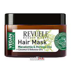 Відновлююча маска для волосся Revuele Vegan & Organic Hair Mask з екстрактом макадамії та моринги, 360 мл