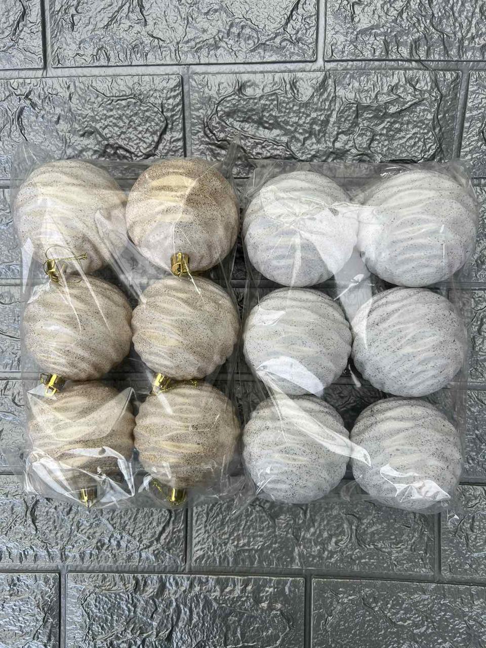 Набір новорічних  іграшок Хвиля 6 шт 8 см | прикраси ялинкові українські  | новорічні іграшки, фото 1