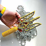 Верхівка на ялинку Тризуб блискучий і новорічні іграшки набір | новорічна прикраса |, фото 3