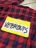 Сорочка чоловіча Vetements Hello картата червона з чорним, фото 7