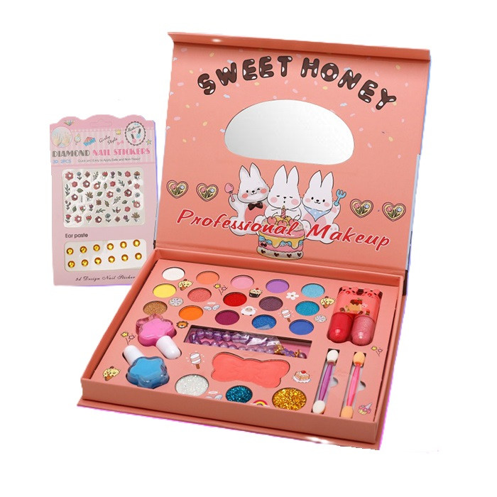 Дитяча косметика набір LK5167 макіяж для дівчаток, тіні, пензлики, лак 2 шт., браслет, наклейки, фото 1