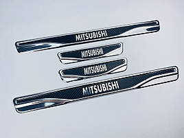 Накладки на пороги Mitsubishi Space Star 2014+ (хром-карбон) TAN24