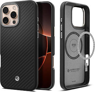 Чохол Spigen Enzo Aramid MagFit Black Silver для iPhone 16 Pro ACS08151
