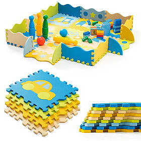 Дитячий килимок-пазл з бортиками Transport 30x30 WCG EVA - 25 частин. Килимок-пазл для дітей. Килимок для малюків