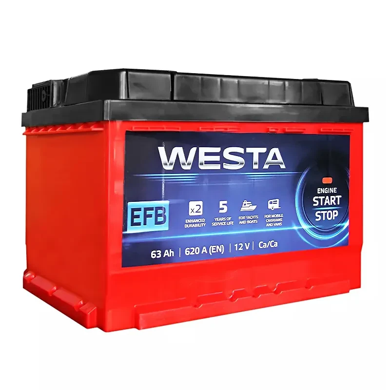 Автомобільний акумулятор WESTA 6CT-63Ah EFB Start-Stop RED Аз (WEFB6301LB2)