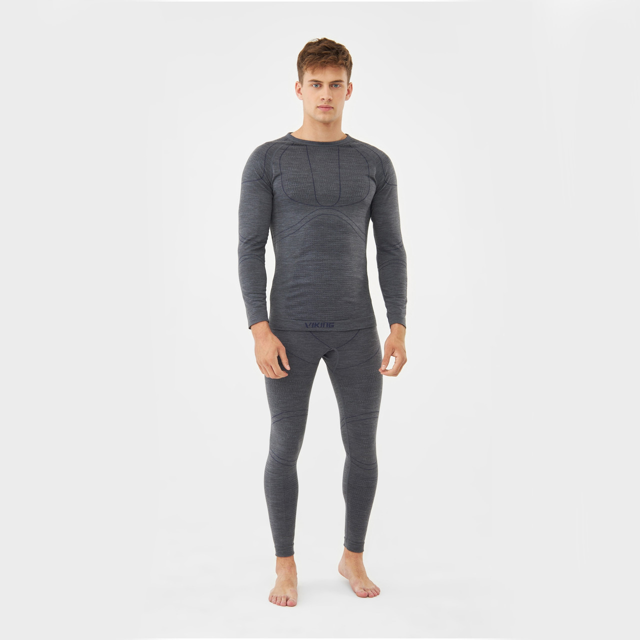 Термобілизна чоловіча Viking Lan Pro (set) 50% merinowool (L, dk grey / lt grey/0802)