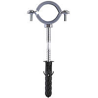 Хомут в зборi CR 1″ (32-37мм) з гвинтом-шурупом 8*80 та дюбелем в уп., сірий