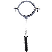 Хомут в зборi CR 2″ (59-65мм) з гвинтом-шурупом 8*100 та дюбелем в уп., сірий