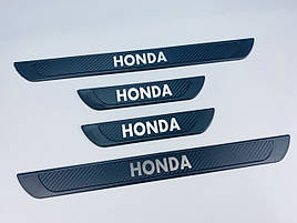 Накладки на пороги Honda Jazz 1 2001-2008 (чорний хром-карбон) TAN24