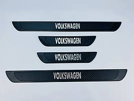 Накладки на пороги Volkswagen Jetta A6 (чорний хром-карбон) TAN24