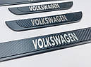 Накладки на пороги Volkswagen Passat B6 (чорний хром-карбон) TAN21, фото 3
