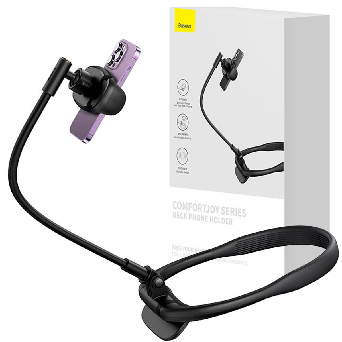 Нашийний тримач для смартфона Baseus ComfortJoy Series Neck Phone Holder (LUGB000001) Black