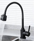 Кухонний змішувач чорний MIXXUS (Німеччина) Кран на мийку з гнучким гусаком рефлекторним виливом чорного кольору, фото 2