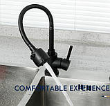 Кухонний змішувач чорний MIXXUS (Німеччина) Кран на мийку з гнучким гусаком рефлекторним виливом чорного кольору, фото 3