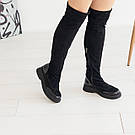 Ботфорти замшеві без підборів еврохутро, фото 3