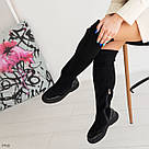 Ботфорти замшеві без підборів еврохутро, фото 8