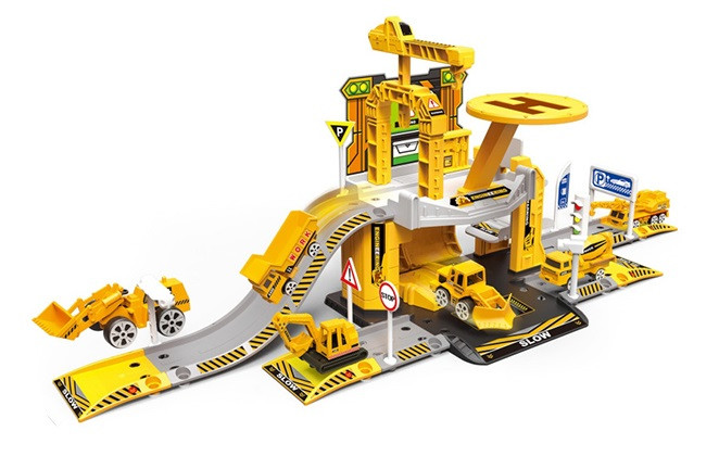 Гараж-паркінг для машинок Six-six-Zero Будмайданчик 660-A85, 44 деталі, 2 поверхи, вертоліт, фото 1