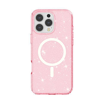 Прозорий чохол накладка з блискітками Sparkle MagFit з MagSafe для Apple iPhone 16 Pro Max Pink Glitter (Рожевий)