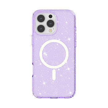Прозорий чохол накладка з блискітками Sparkle MagFit з MagSafe для Apple iPhone 16 Pro Purple Glitter (Фіолетовий)