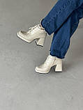 Жіночі ботильйони на шнурівці на платформі та підборах демісезонні, фото 10