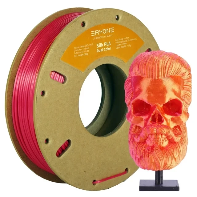 Філамент Пластик для 3Д друку ERYONE Silk PLA 2 Colors Двокольоровий Red-Gold 0,250 кг/1,75 мм 200°C-220°C
