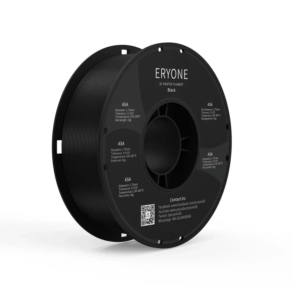 Міцний стійкий до хімічних впливів ASA пластик для 3D друку Eryone ASA Black 1кг/1,75 мм 200°C-220°C