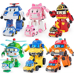 Набір з 6 трансформерів Robocar Poli  381 D Полі, Ембер, Рой,  Хелі, Марк, Бакі