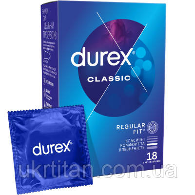 Оригінал! Презервативи Durex Classic латексні з силіконовою змазкою (класичні) 18 шт. (4820108005013) - Вища Якість!, фото 1