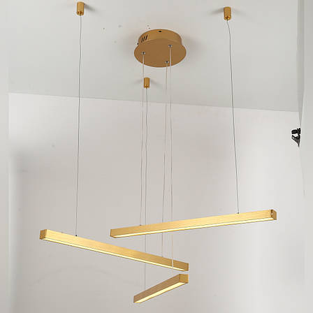 Золота світлодіодна підвісна люстра "Line" 60см 10W (918-LP457-3 GD 600MM), фото 1