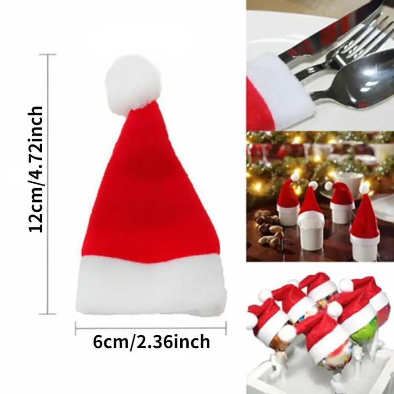 Шапочка новорічна для приладів, пляшки декор новорічний для столу, фото 1