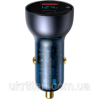 Оригінал! Зарядний пристрій Baseus Particular Digital Display QC+PPS Car Charger 65W Cable(Type-C toType-C100W 1m) USB-A/Type-C, фото 1