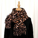 Леопардовий кашеміровий палантин модний стильний молодіжний у коричневому кольорі, фото 2