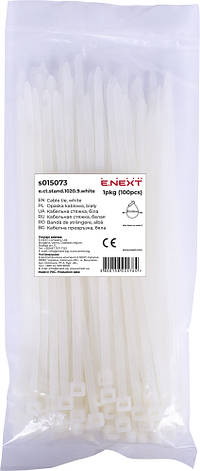 S015073 Кабельна стяжка e.ct.stand.1020.9.white (100шт), біла, фото 1