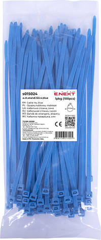 S015024 Кабельна стяжка e.ct.stand.150.4.blue (100шт), синя, фото 1
