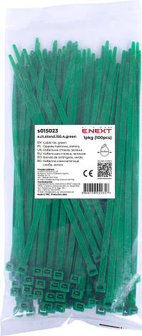 S015023 Кабельна стяжка e.ct.stand.150.4.green (100шт), зелена, фото 1