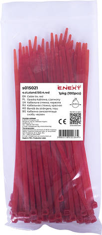 S015021 Кабельна стяжка e.ct.stand.150.4.red (100шт), червона, фото 1