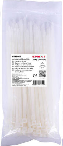 S015019 Кабельна стяжка e.ct.stand.150.4.white (100шт), біла, фото 1