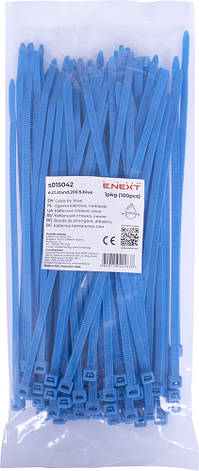 S015042 Кабельна стяжка e.ct.stand.200.5.blue (100шт), синя, фото 1