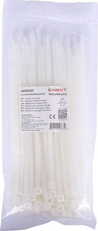 S015037 Кабельна стяжка e.ct.stand.200.5.white (100шт), біла, фото 1