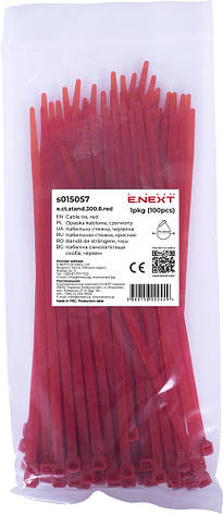 S015057 Кабельна стяжка e.ct.stand.300.8.red (100шт), червона, фото 1
