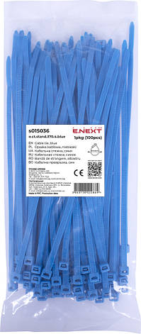 S015036 Кабельна стяжка e.ct.stand.370.4.blue (100шт), синя, фото 1