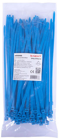 S015066 Кабельна стяжка e.ct.stand.400.8.blue (100шт), синя, фото 1