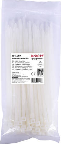 S015067 Кабельна стяжка e.ct.stand.760.9.white (100шт), біла, фото 1
