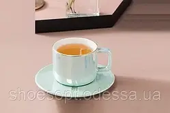 Чашка керамічна Перламутрова з блюдцем