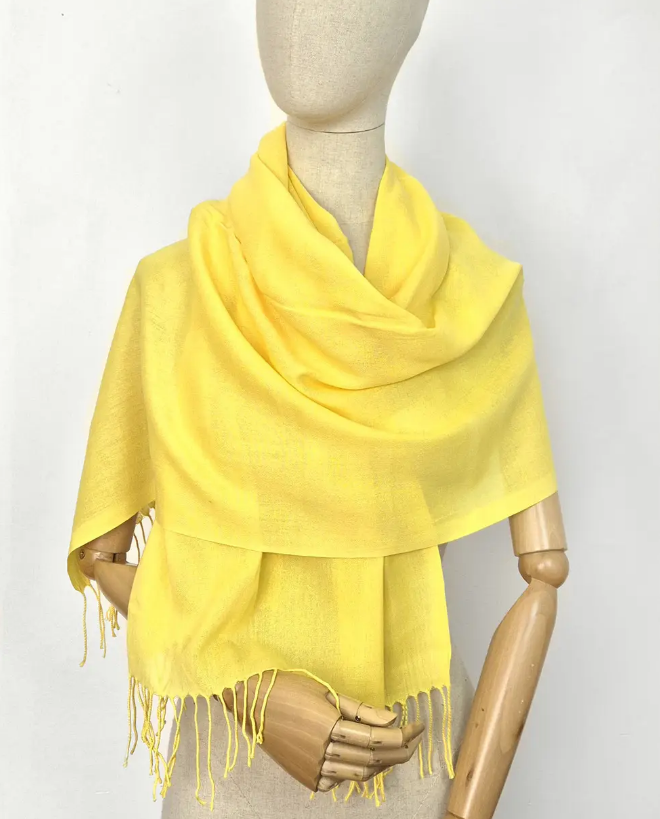 Однотонний палантин Санті коттон 180*80 см жовтий