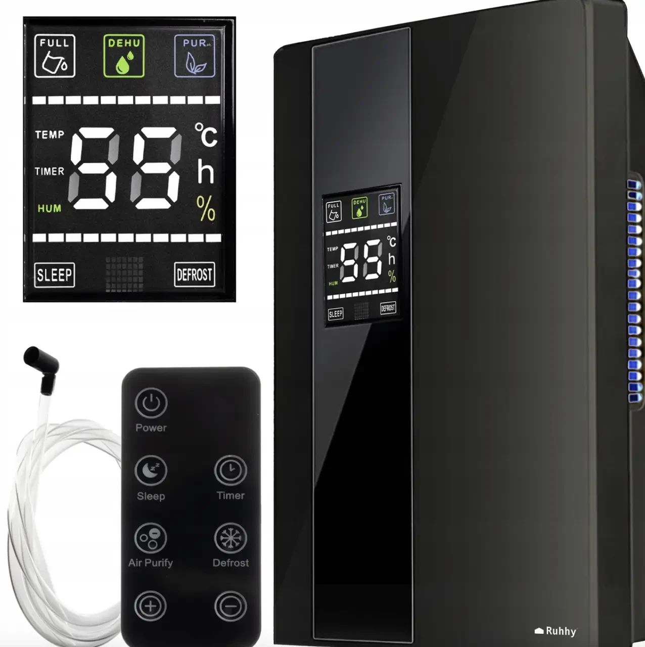 Осушувач та поглинач вологи Ruhhy 21847 Black з гігростатом та таймером, фото 1