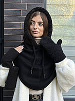 Капор жіночий капюшон з довязом Kentaver чорний