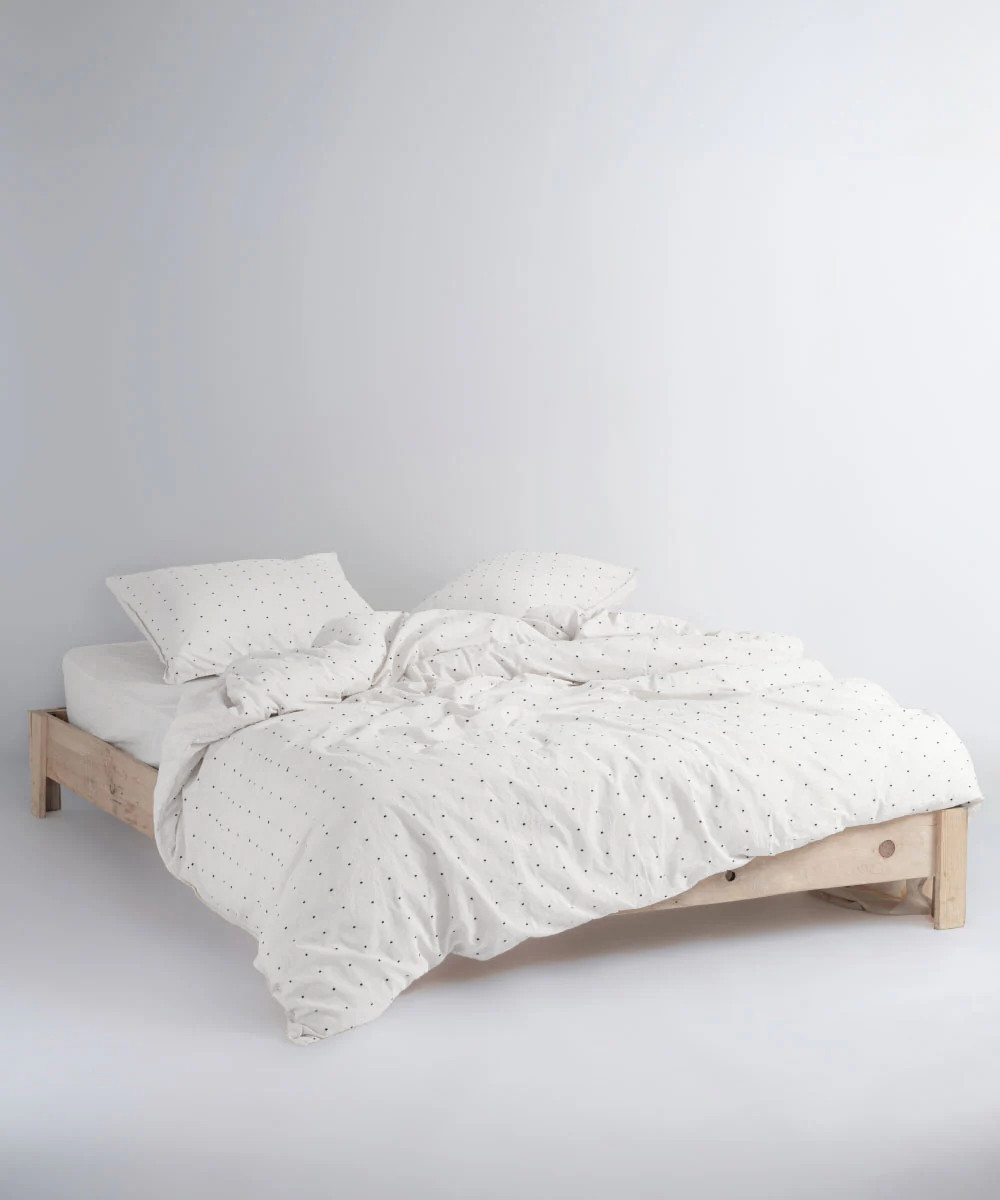 Постільна білизна Limasso Stonewashed Ranforse 200 х 220 см Point Snow White, фото 1