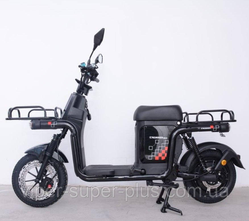 Електроскутер Велоскутер Crosser MAX Кроссер 800 Вт, 72V/20AH, Колесо Ø-12, Новий, Чорний