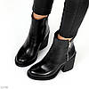 Люксові чорні ботильйони натуральна масляна шкіра на середньому підборі, фото 5